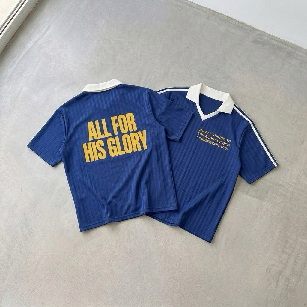 ALL FOR HIS GLORY-STRIPED SOCCER JERSEY