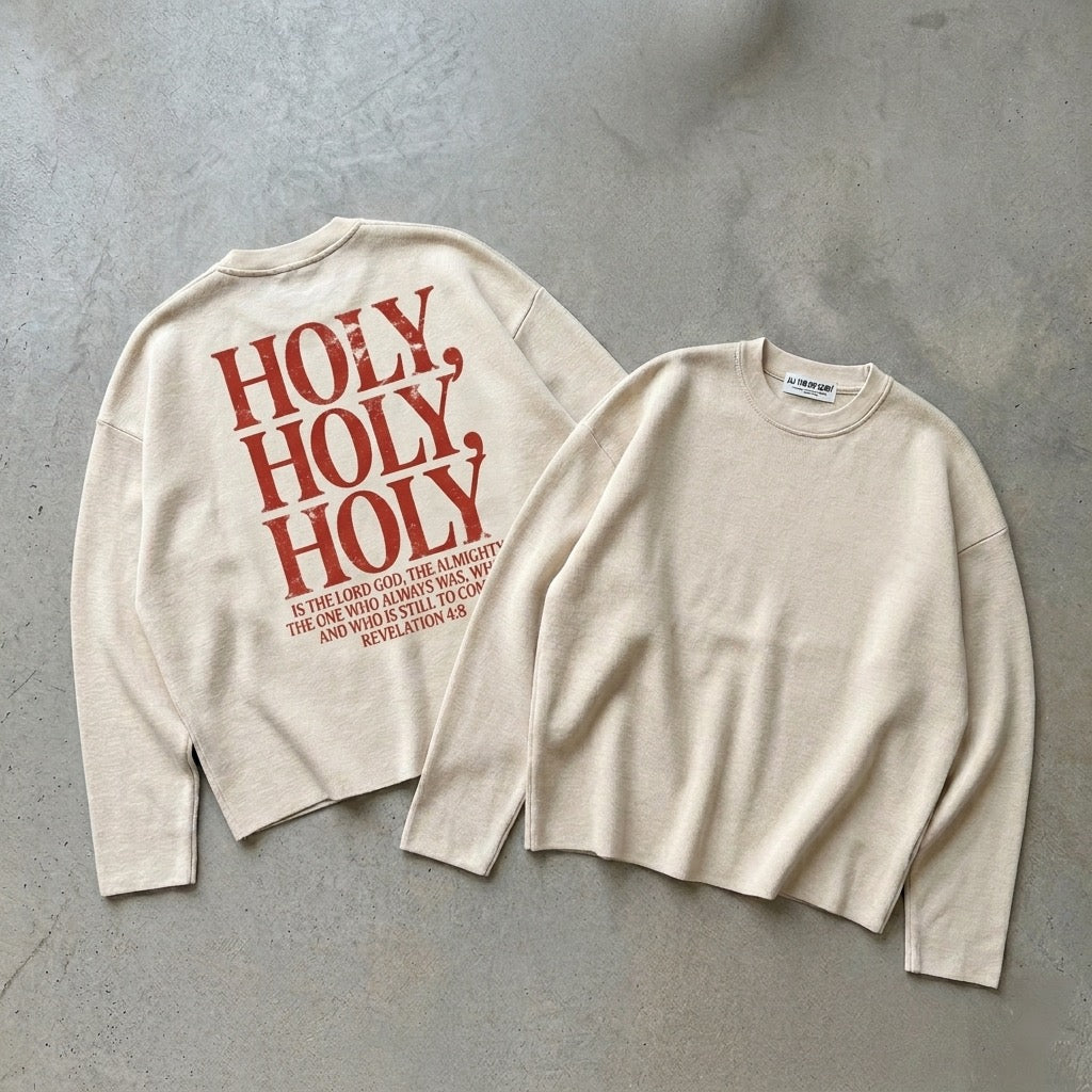 REVELATION 4:8-BOXY WAFFLE RAW EDGE LONGSLEEVE