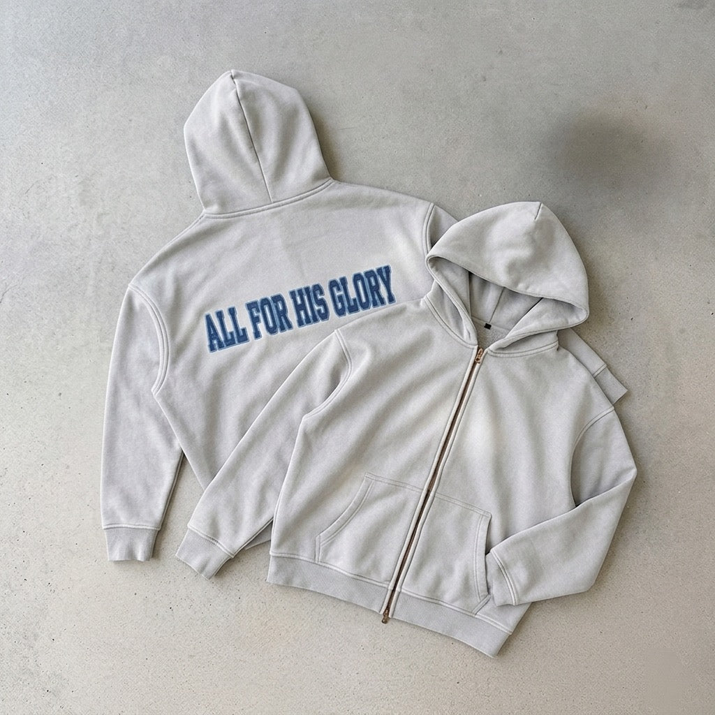 ALL FOR HIS GLORY- SUNFADE ZIPPER BOXY FLEECE
