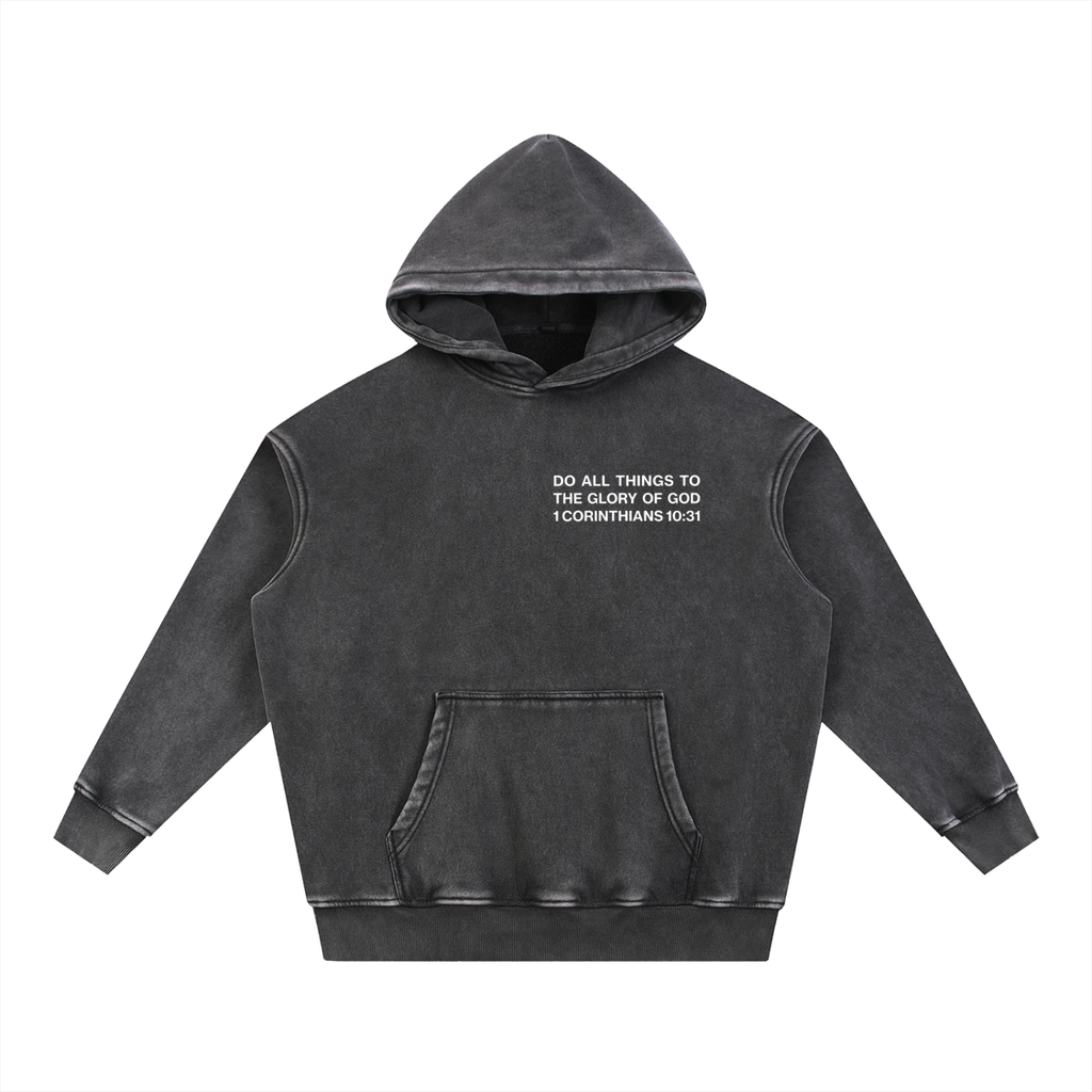 ALL FOR HIS GLORY WHITE-SNOW WASH OVERSIZED HOODIE