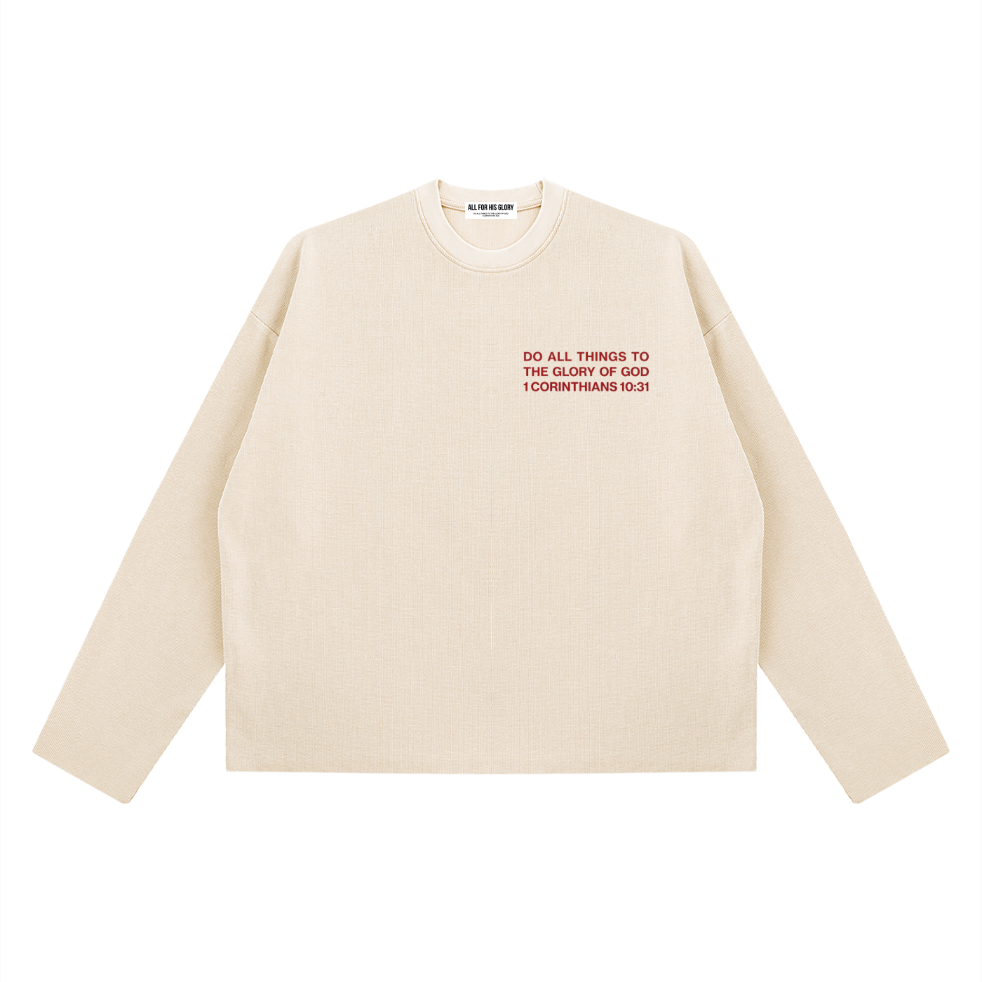 ALL FOR HIS GLORY-BOXY WAFFLE RAW EDGE LONGSLEEVE
