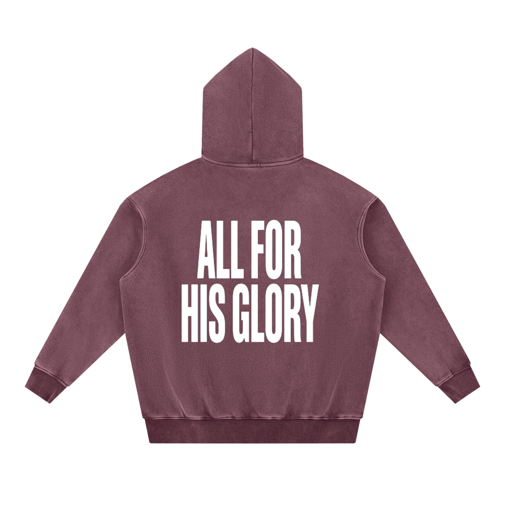 ALL FOR HIS GLORY WHITE-SNOW WASH OVERSIZED HOODIE