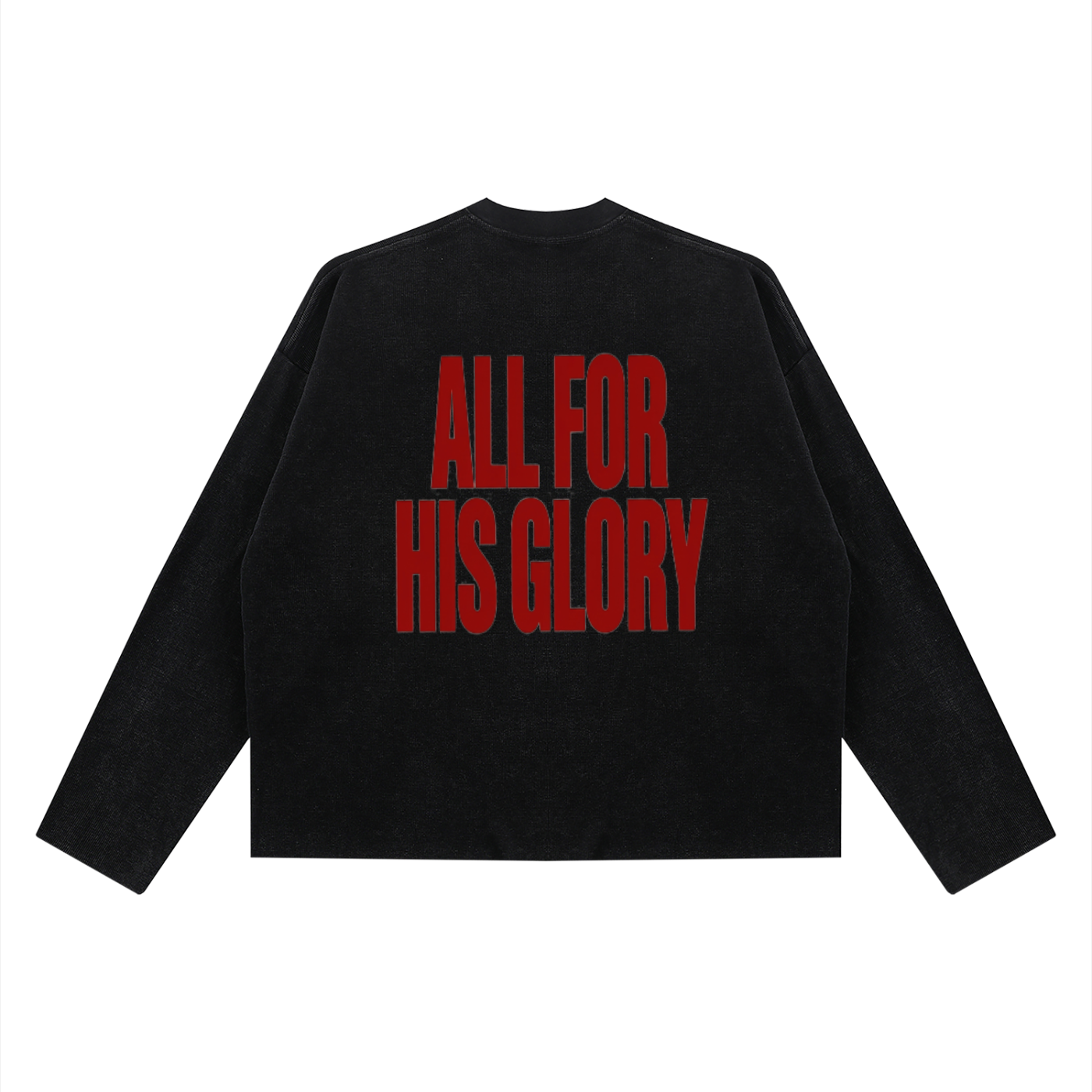 ALL FOR HIS GLORY-BOXY WAFFLE RAW EDGE LONGSLEEVE