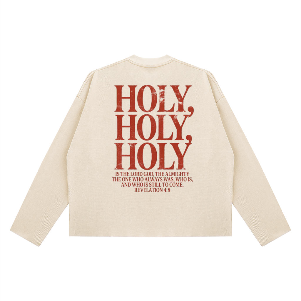 REVELATION 4:8-BOXY WAFFLE RAW EDGE LONGSLEEVE