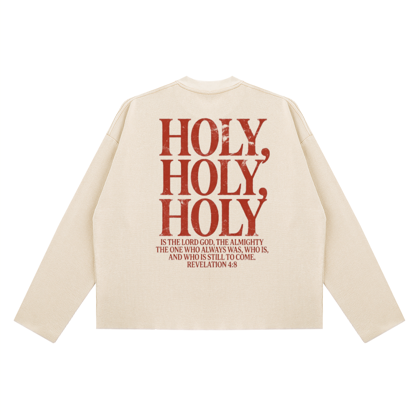 REVELATION 4:8-BOXY WAFFLE RAW EDGE LONGSLEEVE