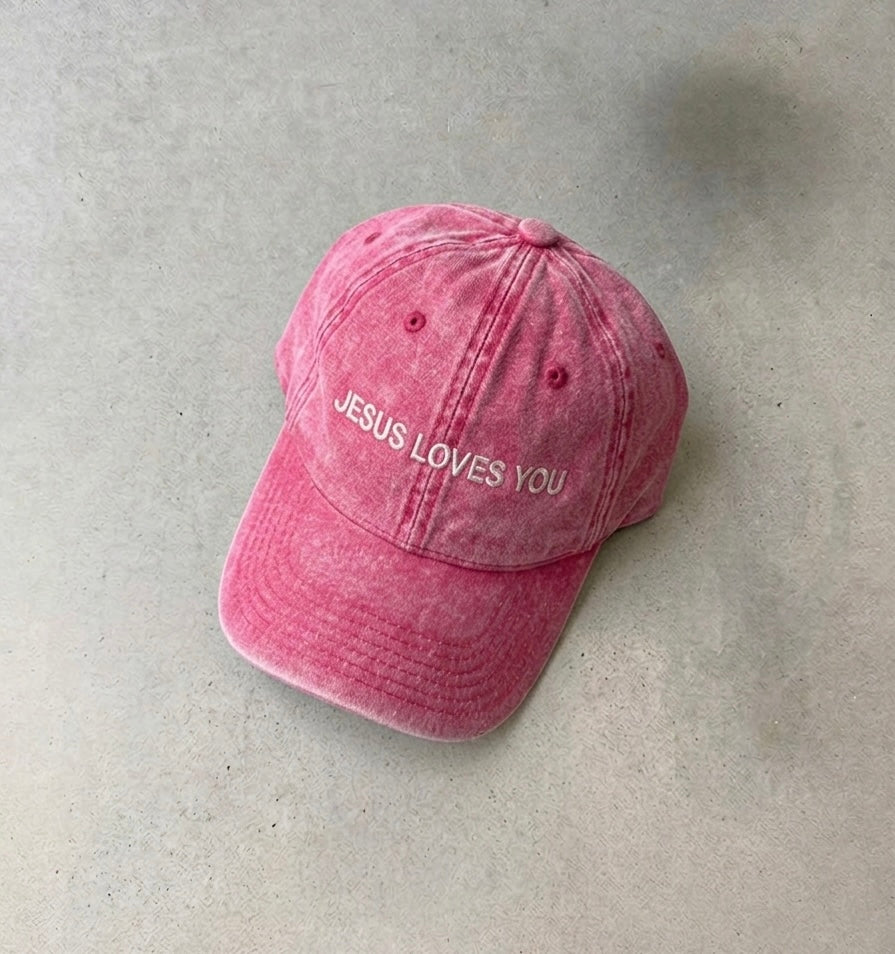 JESUS LOVES YOU-EMBROIDED WASHED CAP