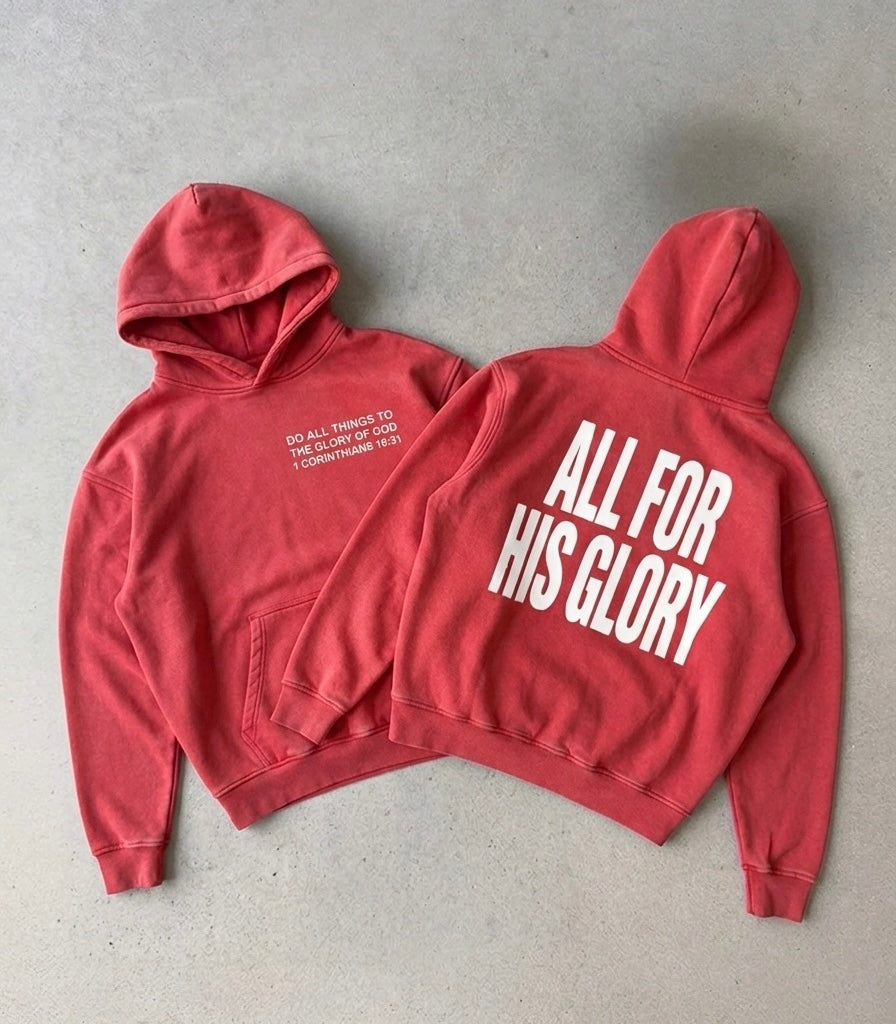 ALL FOR HIS GLORY WHITE-SNOW WASH OVERSIZED HOODIE