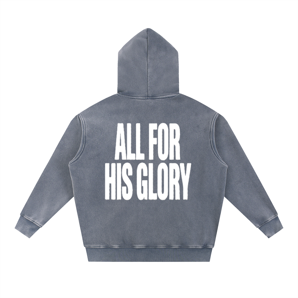 ALL FOR HIS GLORY WHITE-SNOW WASH OVERSIZED HOODIE