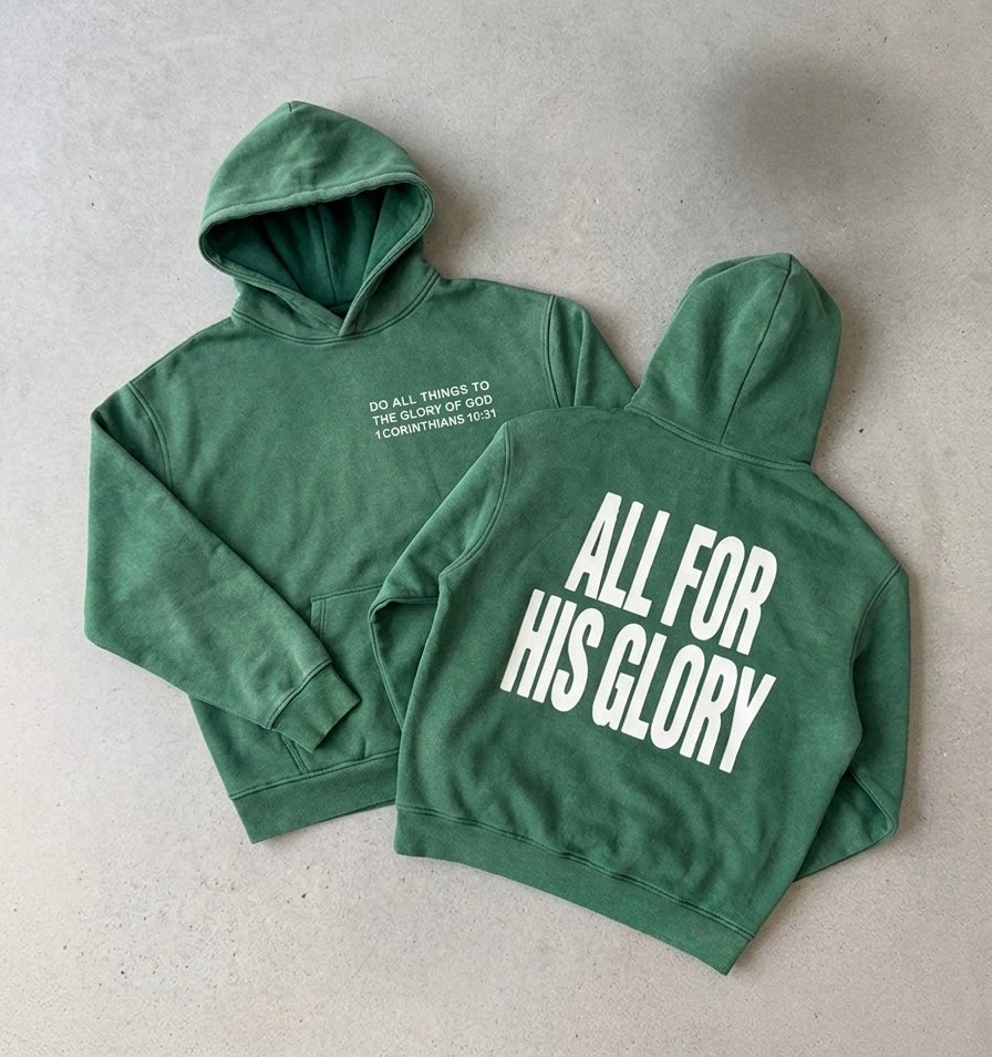 ALL FOR HIS GLORY WHITE-SNOW WASH OVERSIZED HOODIE