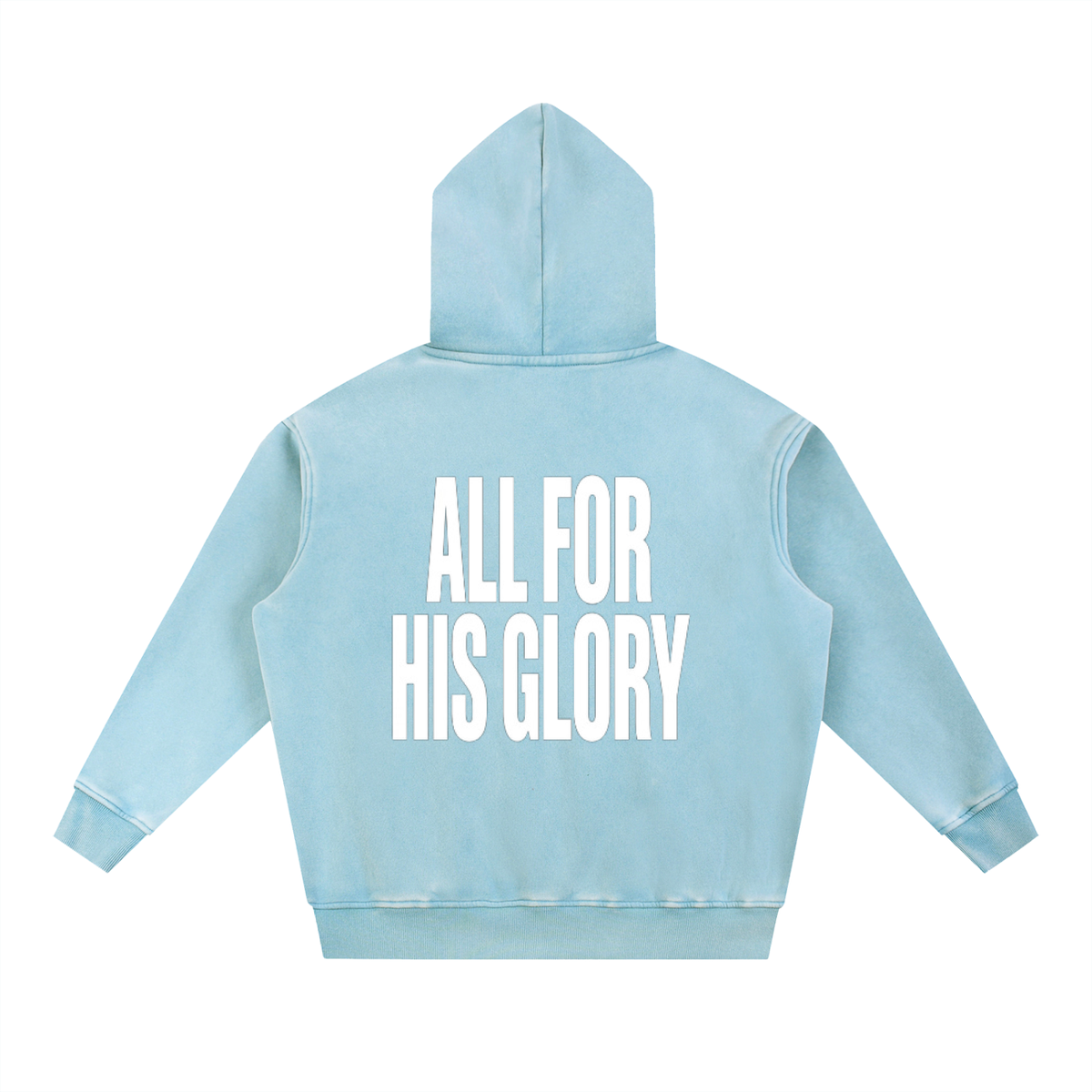 ALL FOR HIS GLORY WHITE-SNOW WASH OVERSIZED HOODIE