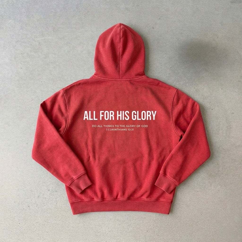 ALL FOR HIS GLORY WHITE-SNOW WASH HOODIE