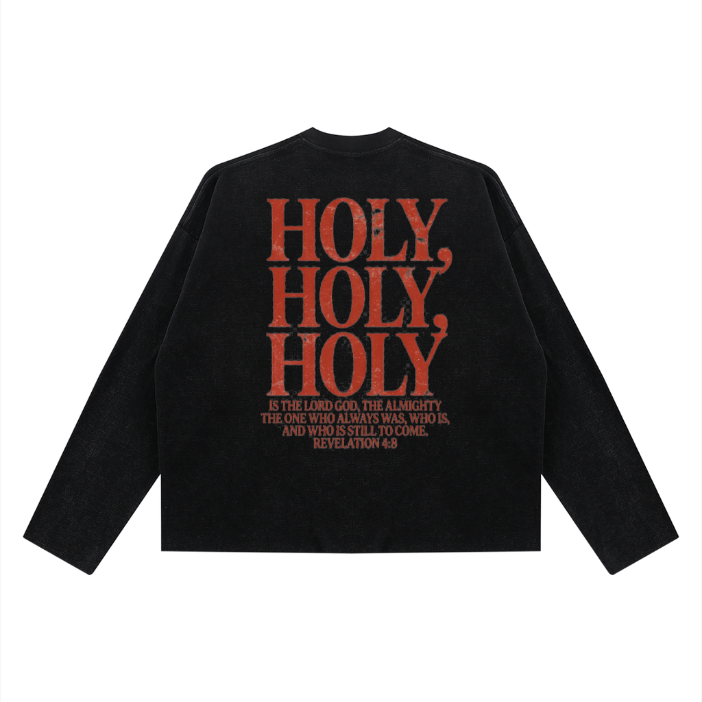 REVELATION 4:8-BOXY WAFFLE RAW EDGE LONGSLEEVE