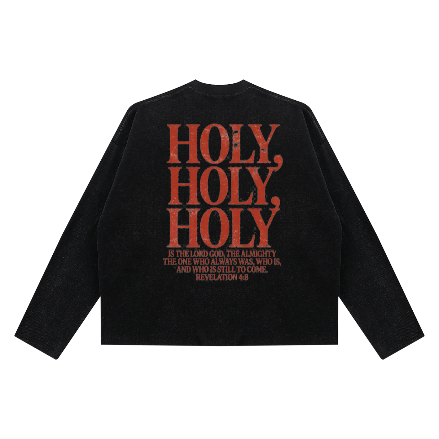 REVELATION 4:8-BOXY WAFFLE RAW EDGE LONGSLEEVE