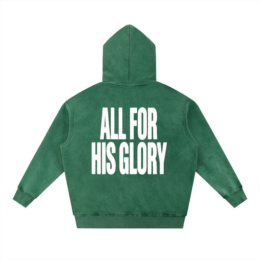 ALL FOR HIS GLORY WHITE-SNOW WASH OVERSIZED HOODIE