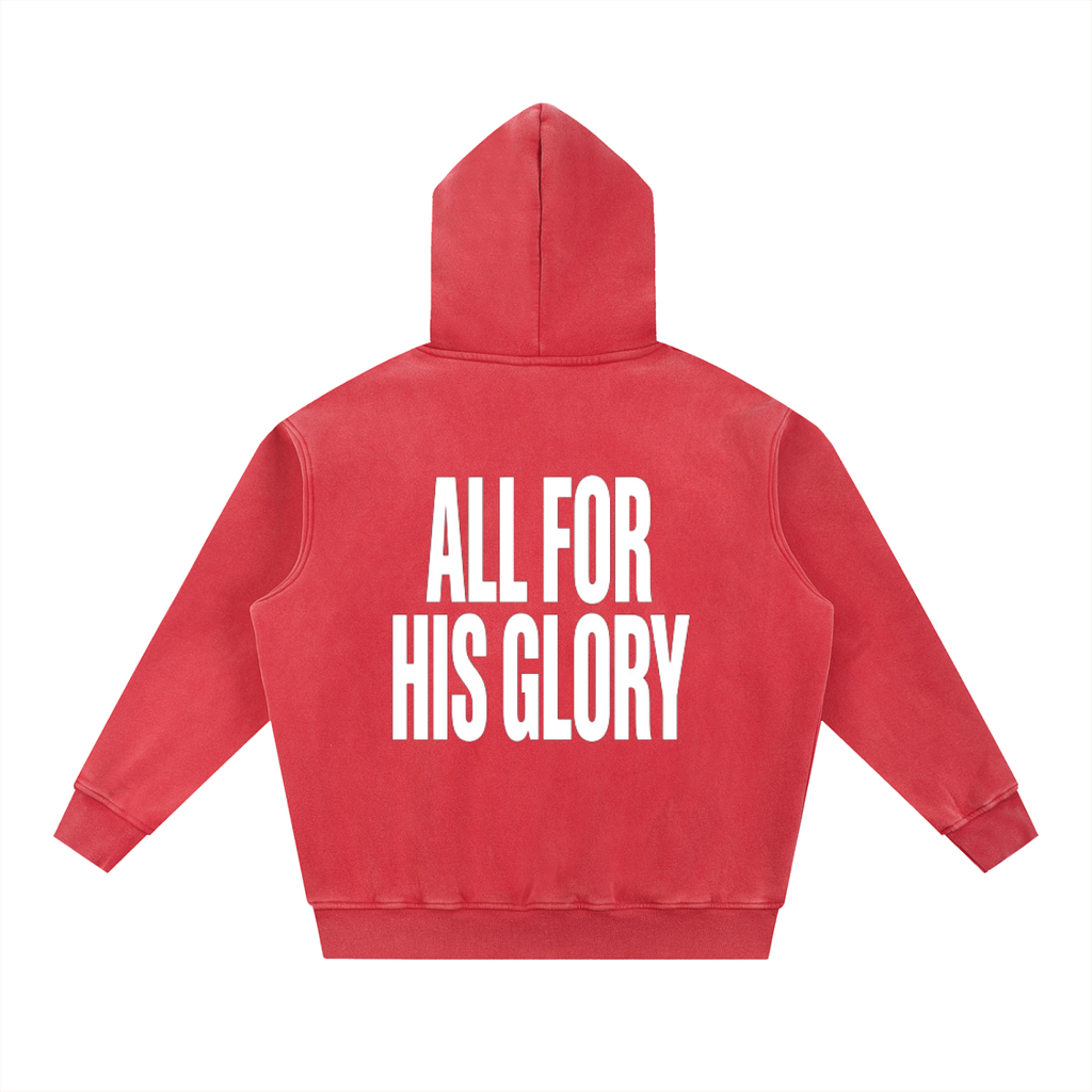 ALL FOR HIS GLORY WHITE-SNOW WASH OVERSIZED HOODIE