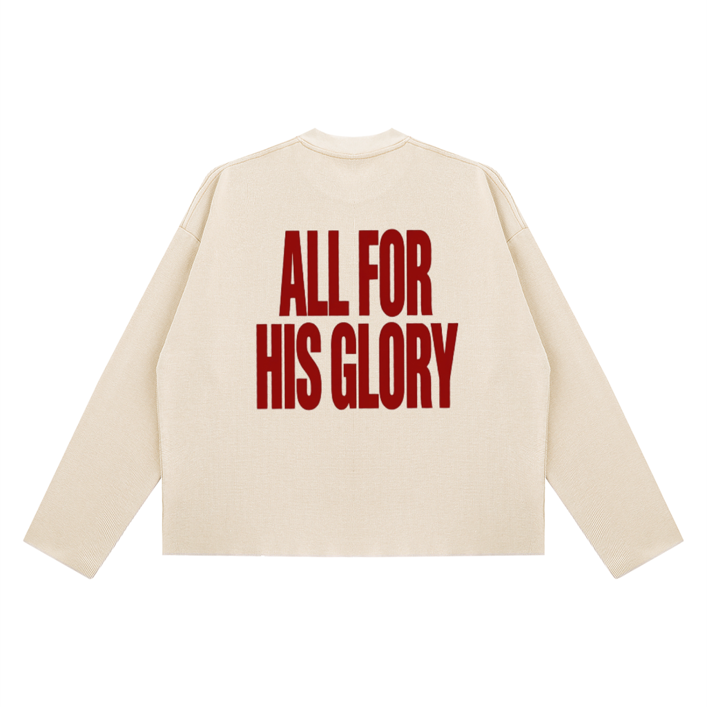 ALL FOR HIS GLORY-BOXY WAFFLE RAW EDGE LONGSLEEVE