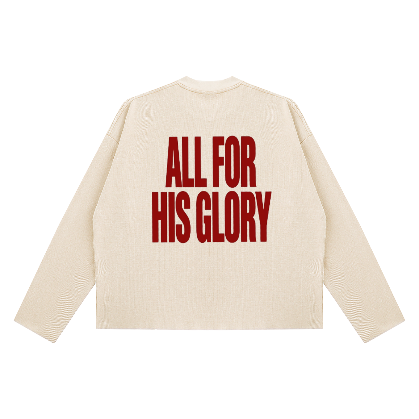 ALL FOR HIS GLORY-BOXY WAFFLE RAW EDGE LONGSLEEVE