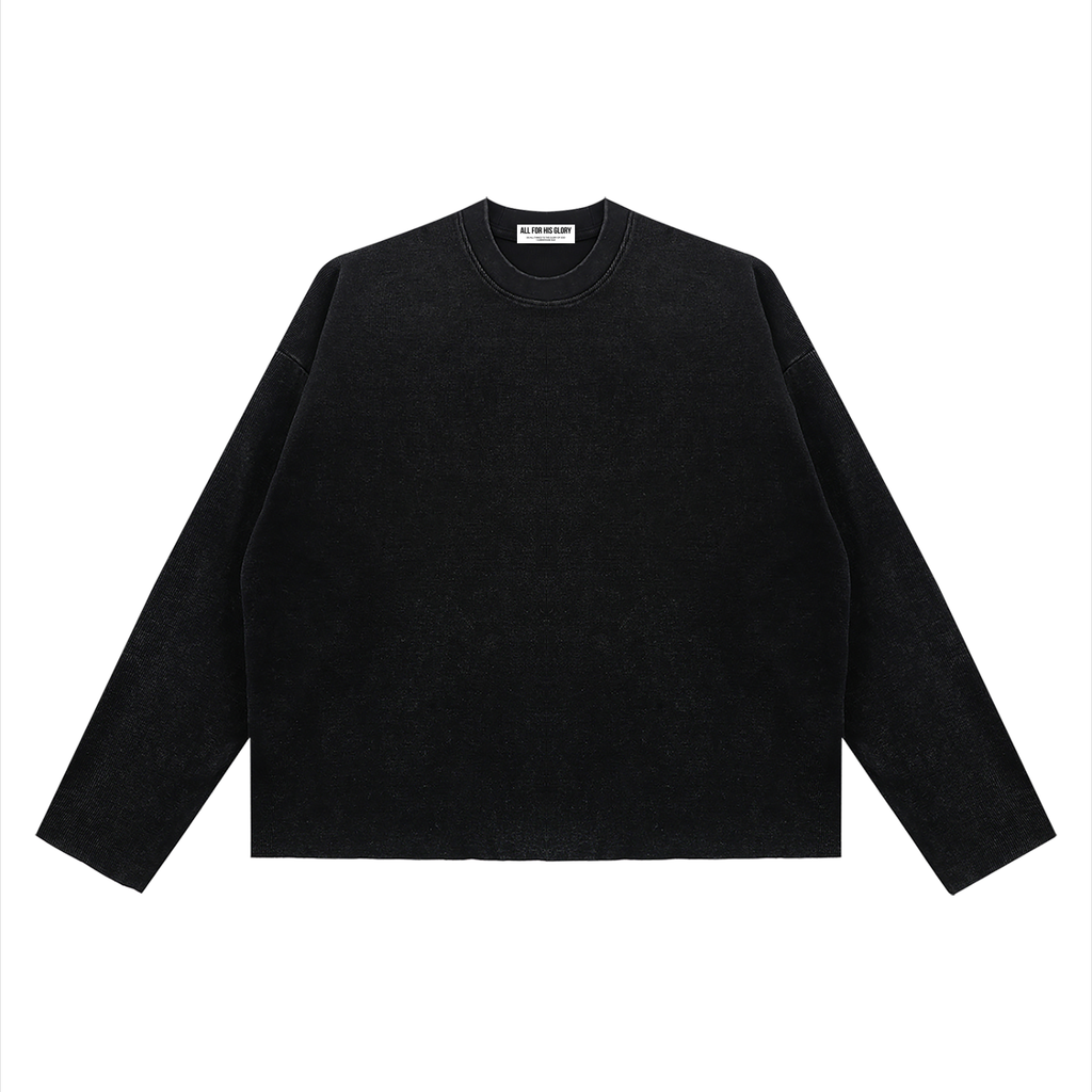 REVELATION 4:8-BOXY WAFFLE RAW EDGE LONGSLEEVE