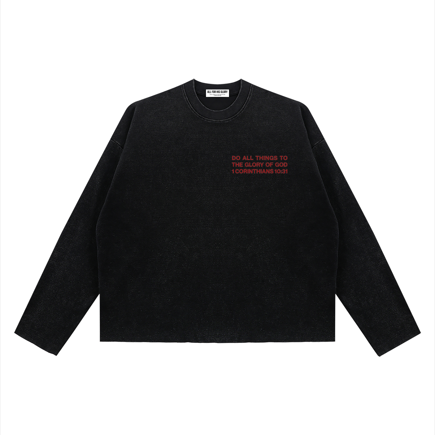 ALL FOR HIS GLORY-BOXY WAFFLE RAW EDGE LONGSLEEVE