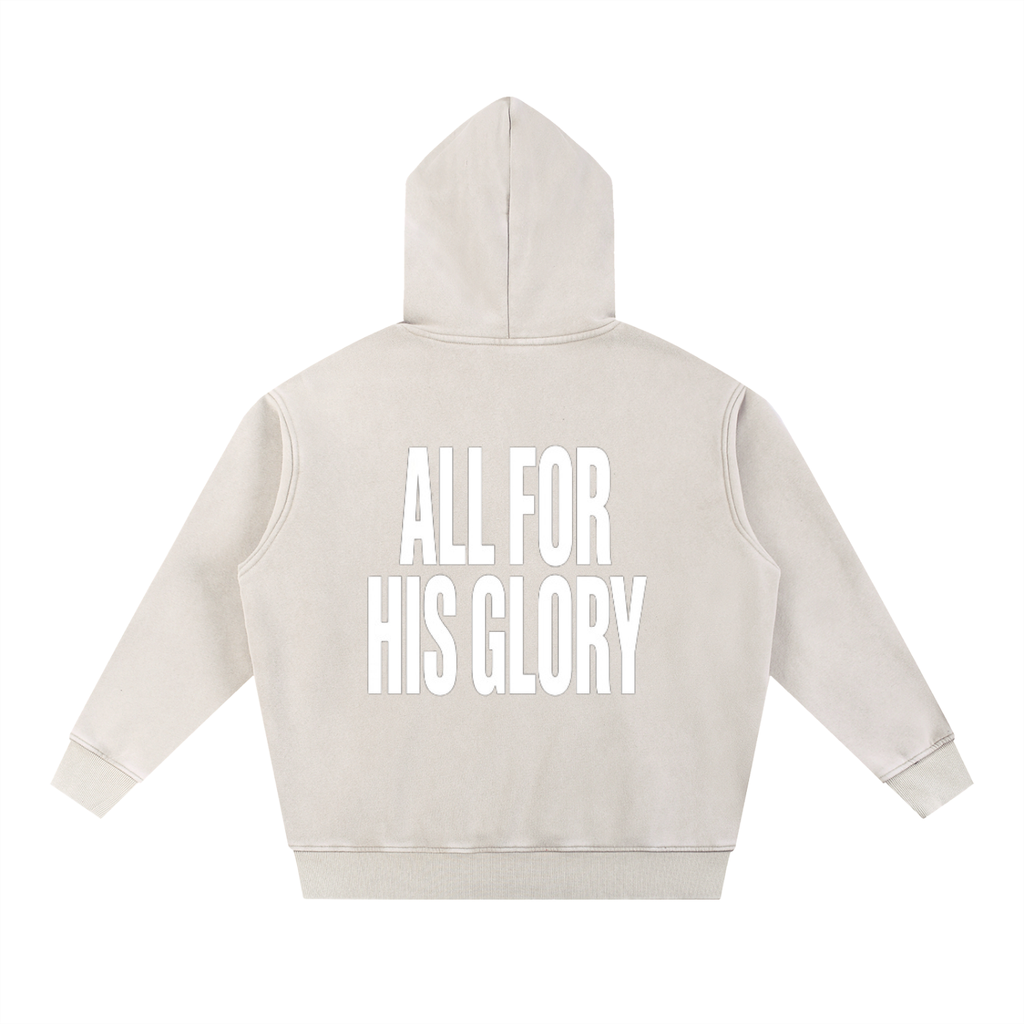 ALL FOR HIS GLORY WHITE-SNOW WASH OVERSIZED HOODIE
