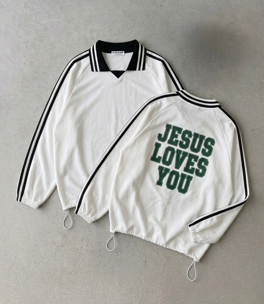 JESUS LOVES YOU-COLLAR SWEATSHIRT