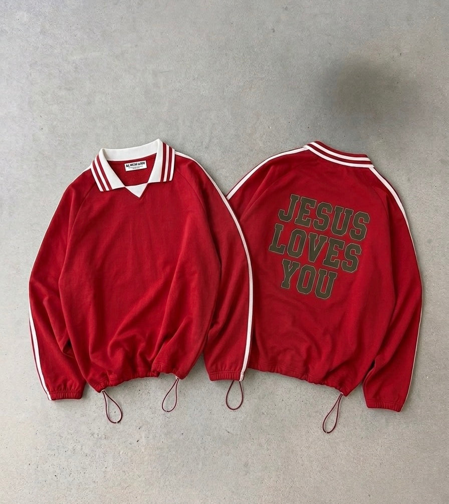 JESUS LOVES YOU-COLLAR SWEATSHIRT