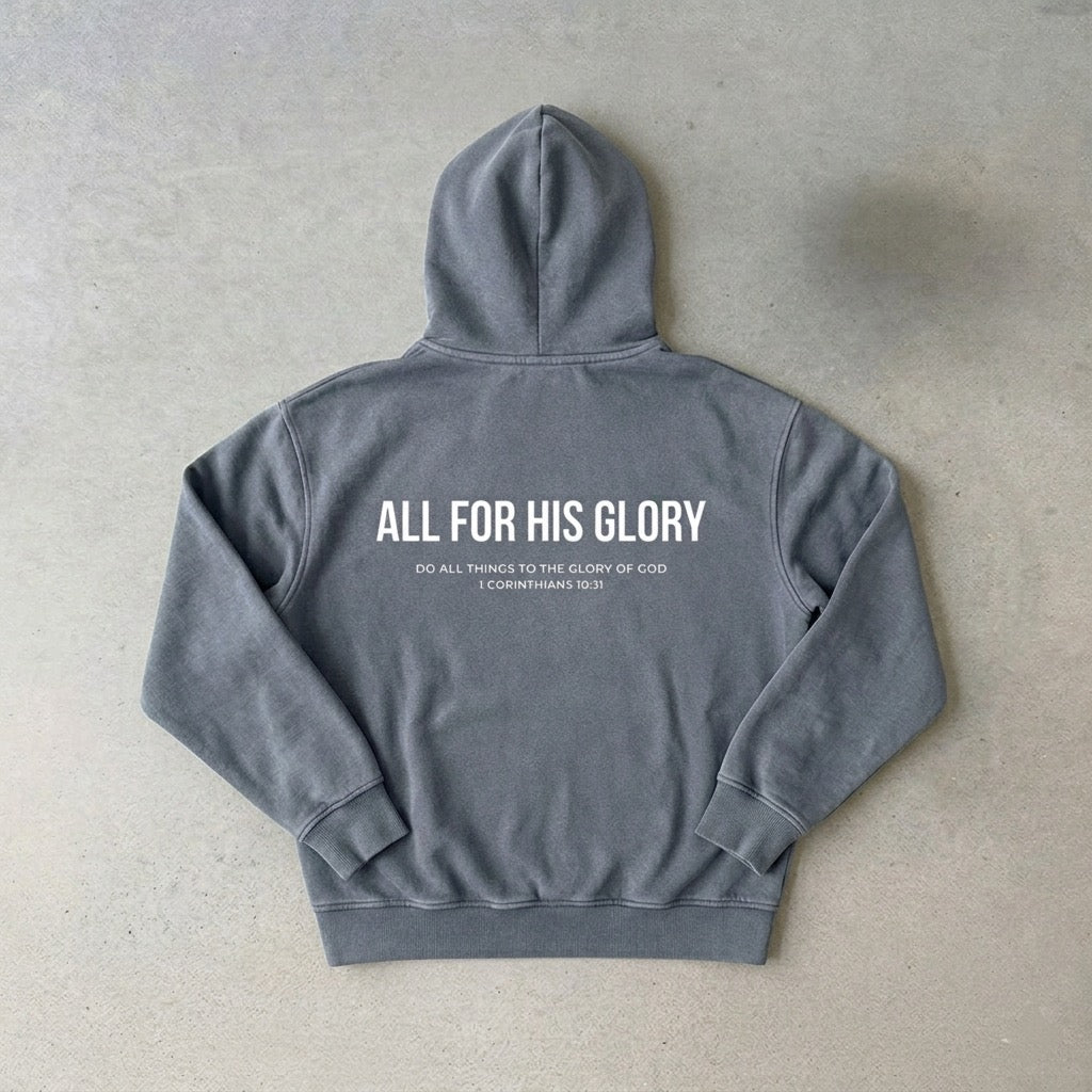 ALL FOR HIS GLORY WHITE-SNOW WASH HOODIE
