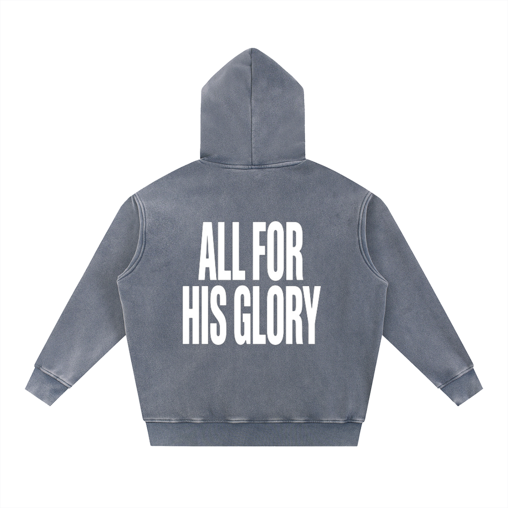 ALL FOR HIS GLORY WHITE-SNOW WASH OVERSIZED HOODIE
