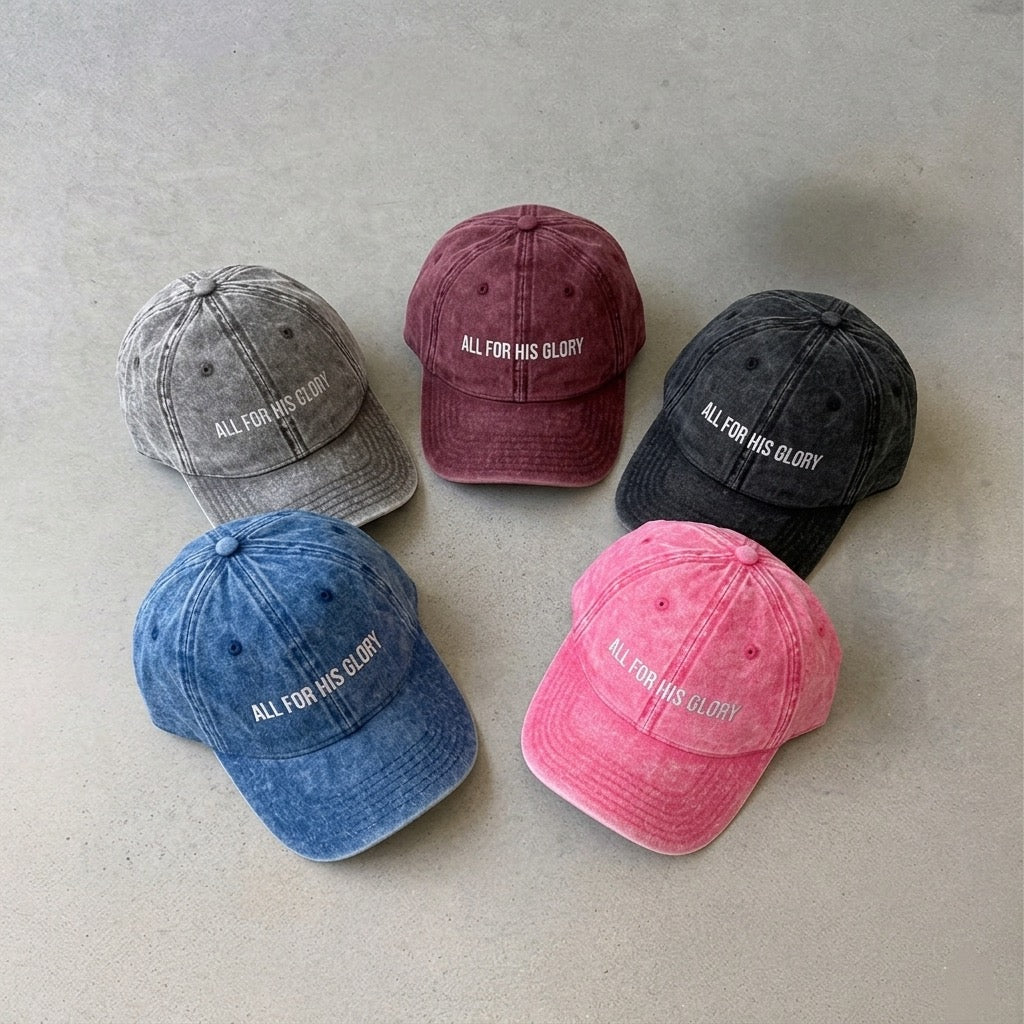 ALL FOR HIS GLORY-EMBROIDED WASHED CAP