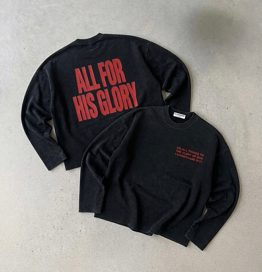 ALL FOR HIS GLORY-BOXY WAFFLE RAW EDGE LONGSLEEVE