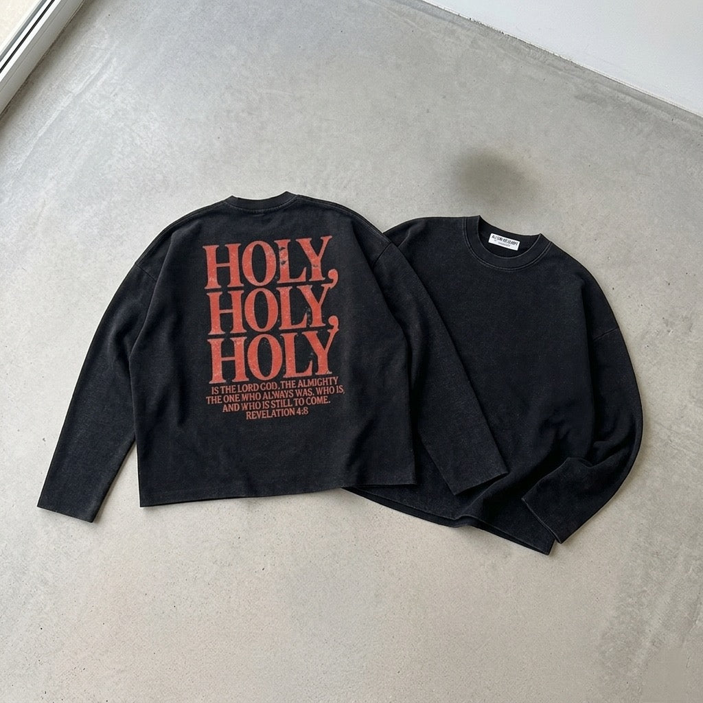 REVELATION 4:8-BOXY WAFFLE RAW EDGE LONGSLEEVE