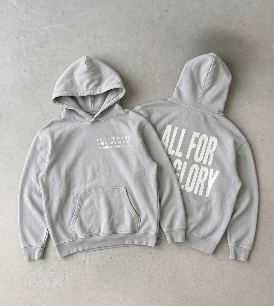 ALL FOR HIS GLORY WHITE-SNOW WASH OVERSIZED HOODIE