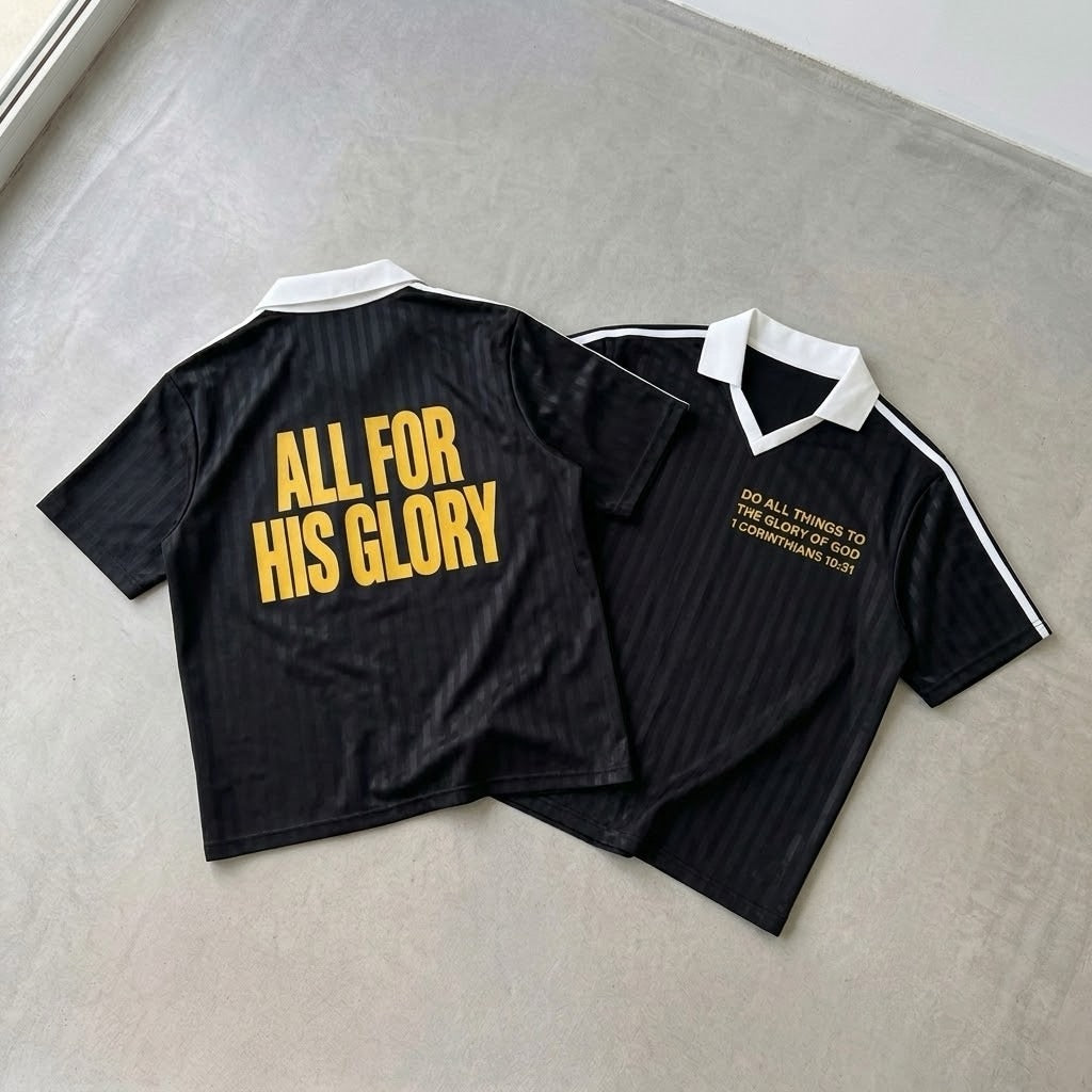 ALL FOR HIS GLORY-STRIPED SOCCER JERSEY