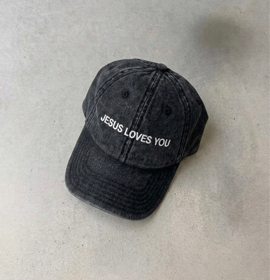 JESUS LOVES YOU-EMBROIDED WASHED CAP
