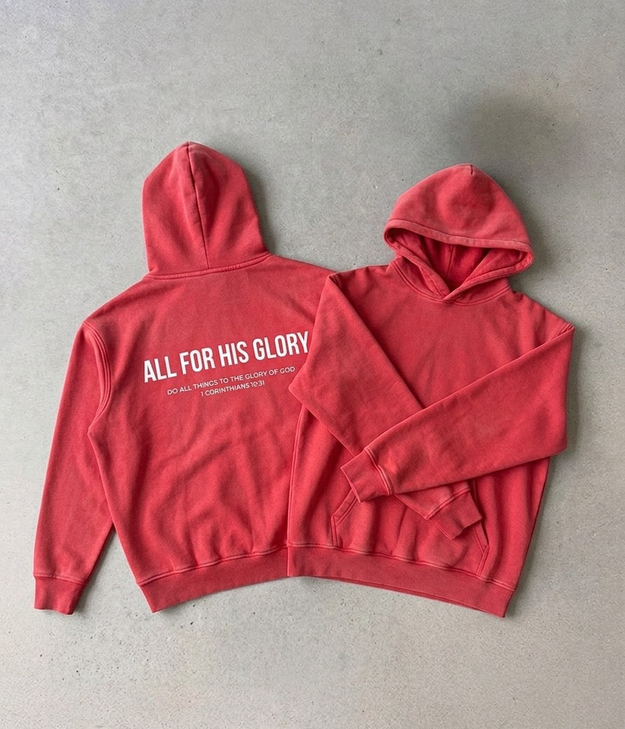 ALL FOR HIS GLORY WHITE-SNOW WASH HOODIE