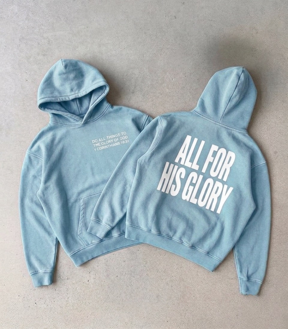 ALL FOR HIS GLORY WHITE-SNOW WASH OVERSIZED HOODIE