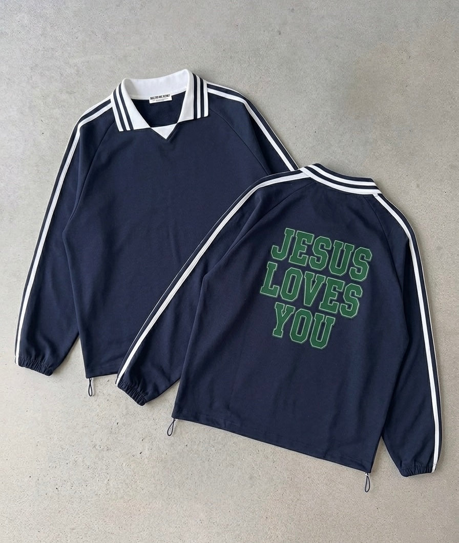 JESUS LOVES YOU-COLLAR SWEATSHIRT