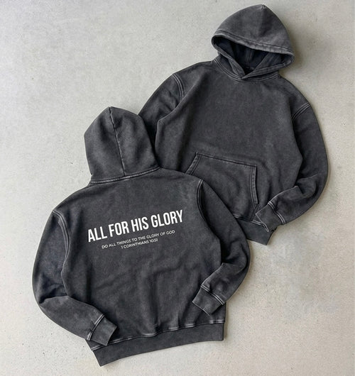 ALL FOR HIS GLORY WHITE-SNOW WASH HOODIE