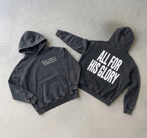 ALL FOR HIS GLORY WHITE-SNOW WASH OVERSIZED HOODIE