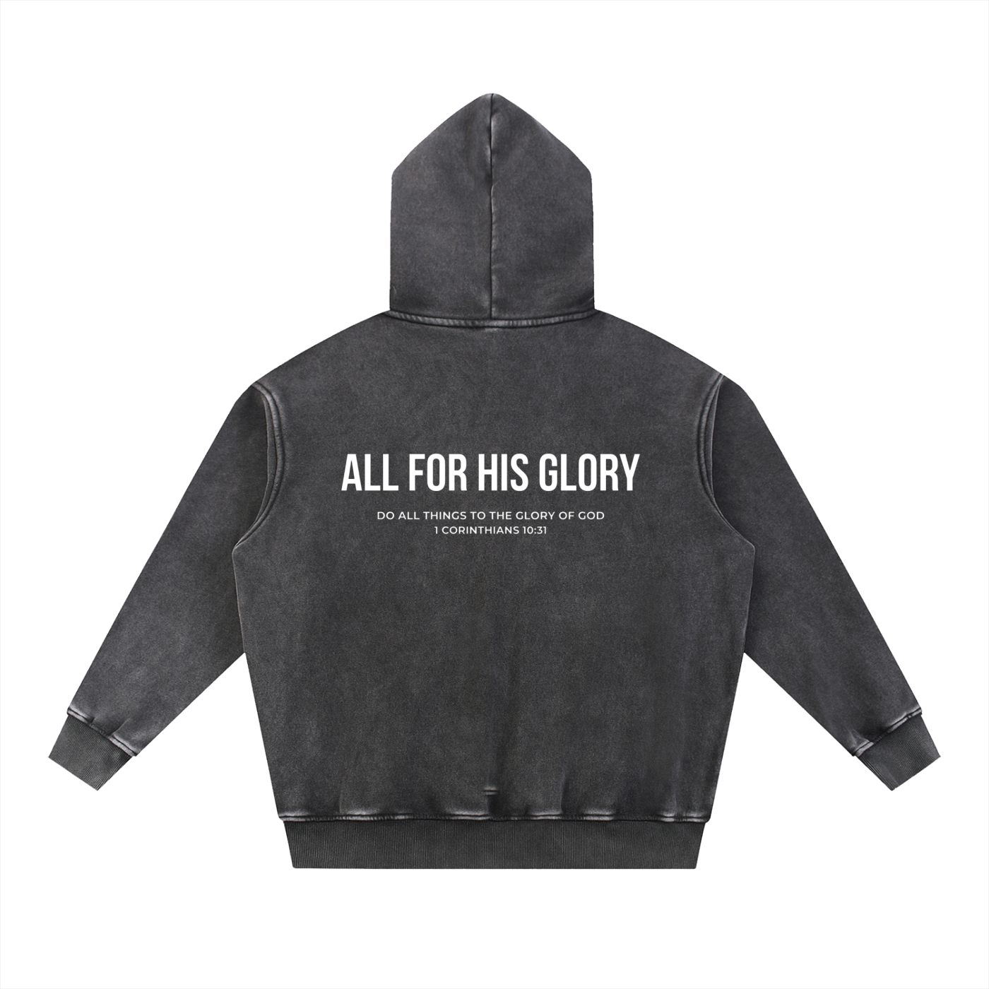 ALL FOR HIS GLORY WHITE-SNOW WASH HOODIE