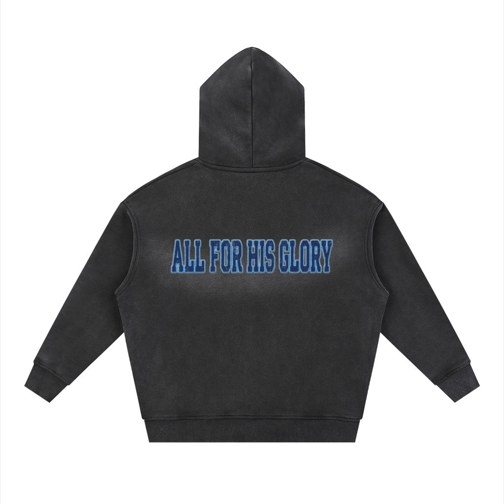 ALL FOR HIS GLORY- SUNFADE ZIPPER BOXY FLEECE