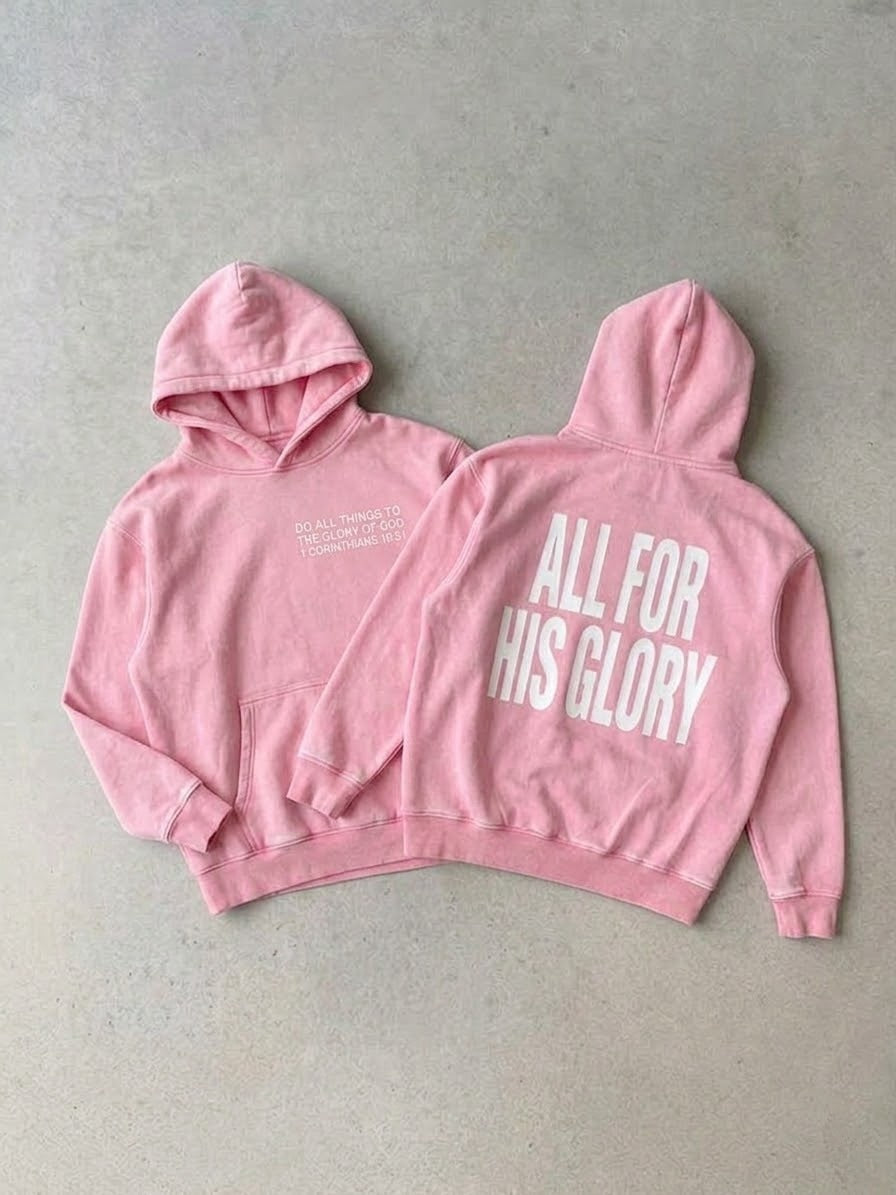 ALL FOR HIS GLORY WHITE-SNOW WASH OVERSIZED HOODIE