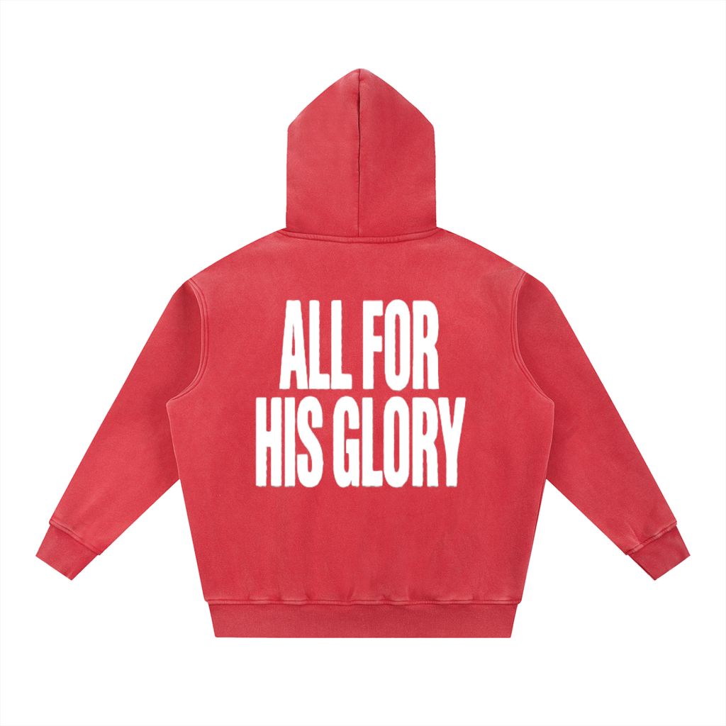 ALL FOR HIS GLORY WHITE-SNOW WASH OVERSIZED HOODIE