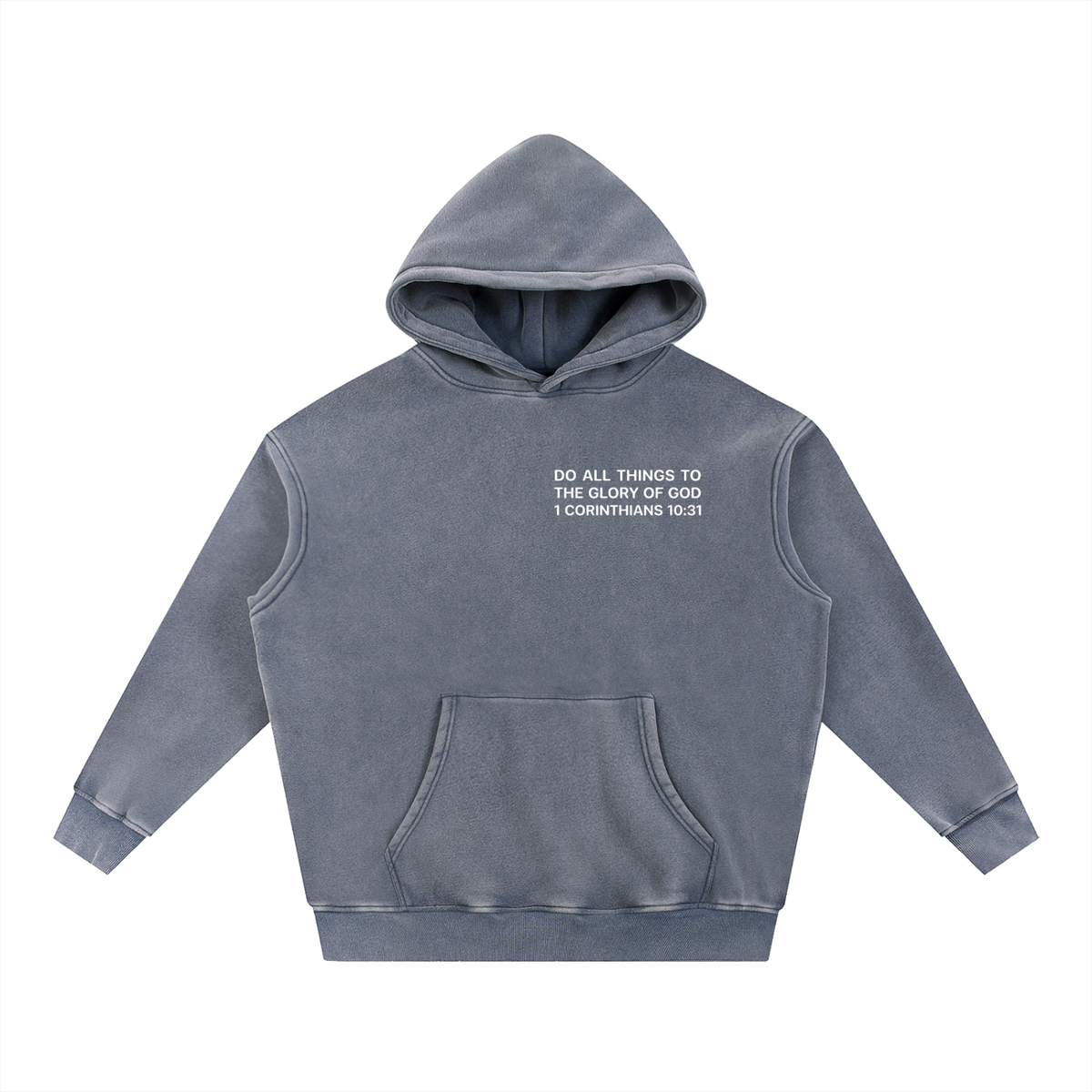 ALL FOR HIS GLORY WHITE-SNOW WASH OVERSIZED HOODIE
