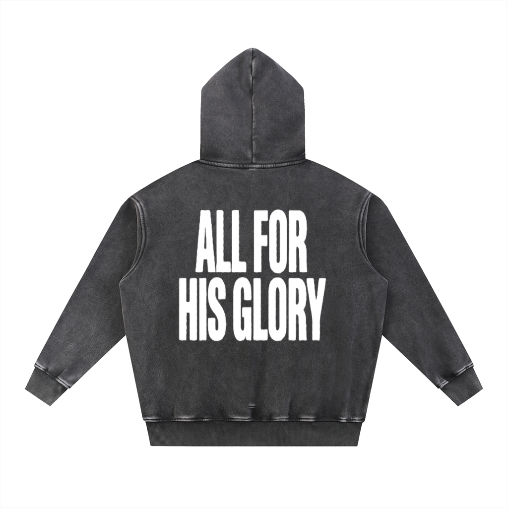 ALL FOR HIS GLORY WHITE-SNOW WASH OVERSIZED HOODIE