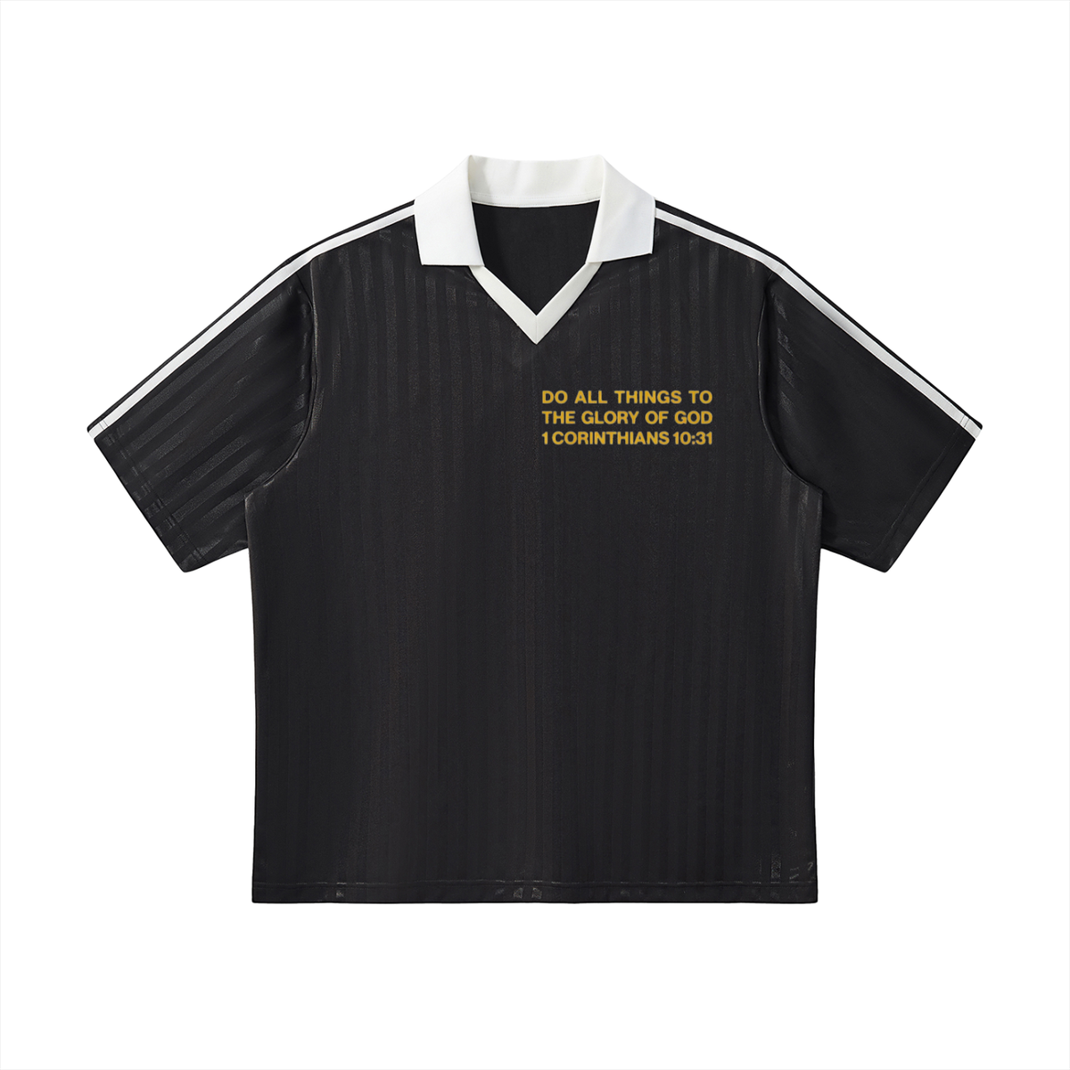ALL FOR HIS GLORY-STRIPED SOCCER JERSEY