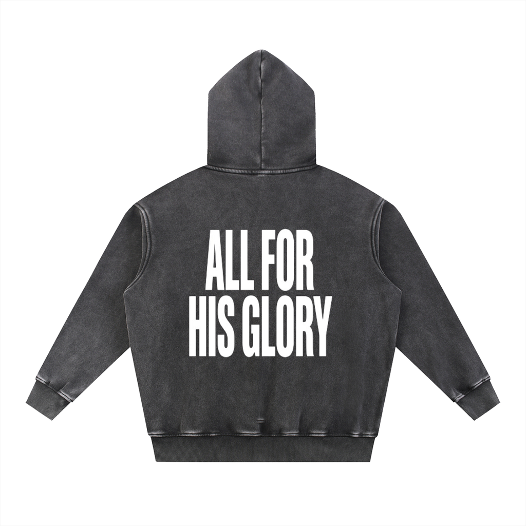 ALL FOR HIS GLORY WHITE-SNOW WASH OVERSIZED HOODIE