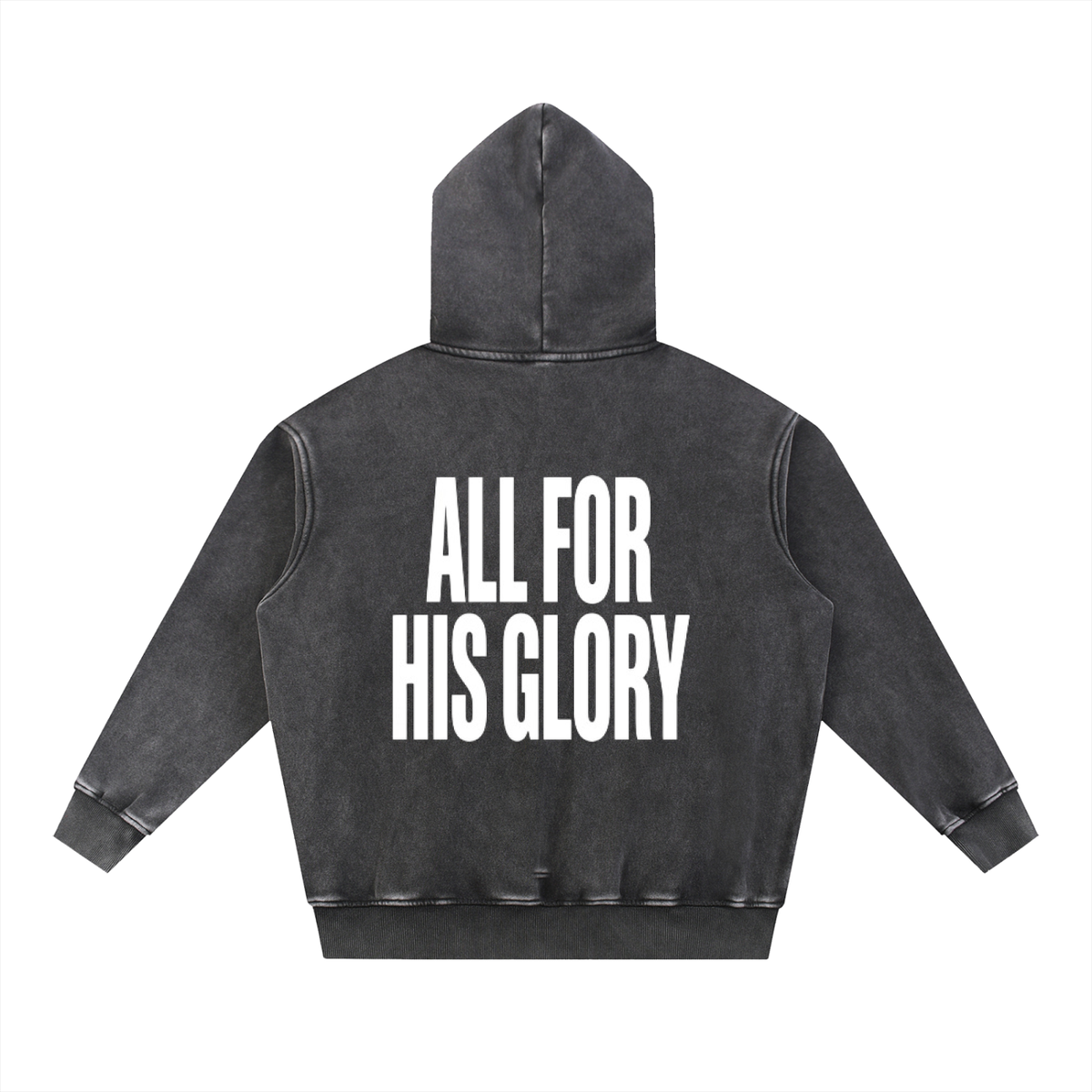 ALL FOR HIS GLORY WHITE-SNOW WASH OVERSIZED HOODIE