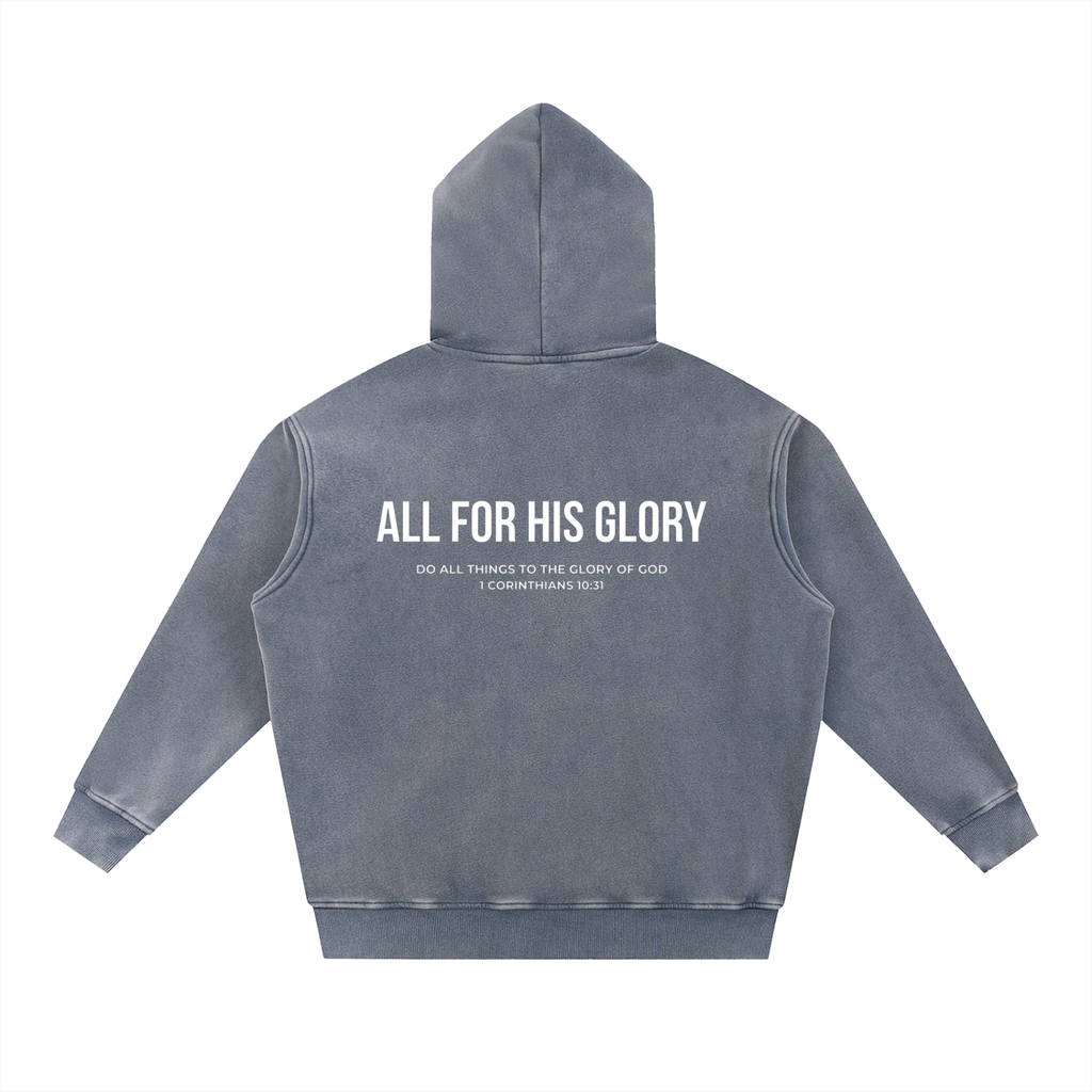 ALL FOR HIS GLORY WHITE-SNOW WASH HOODIE